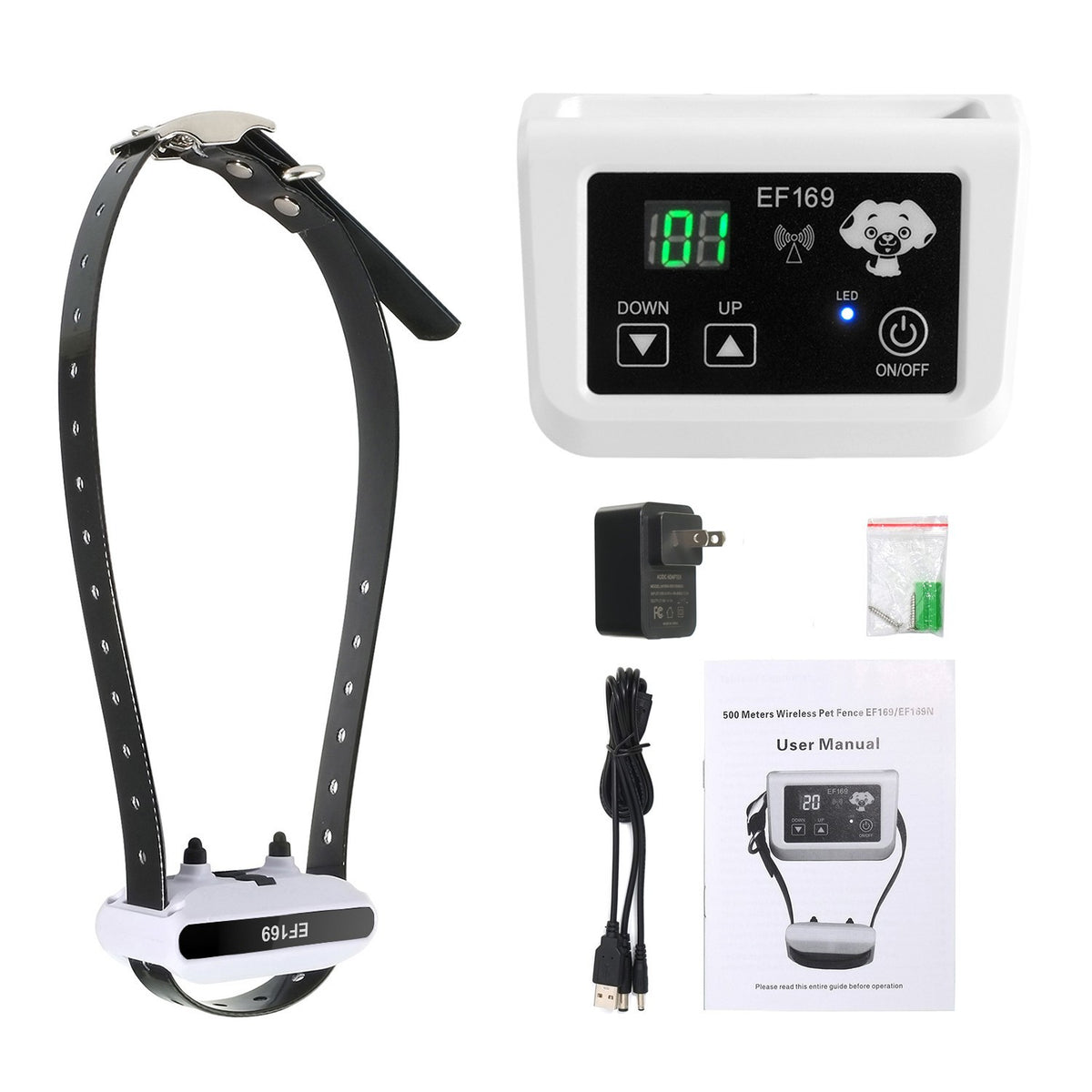 Wireless Dog Fence System with Rechargeable Receiver Collar