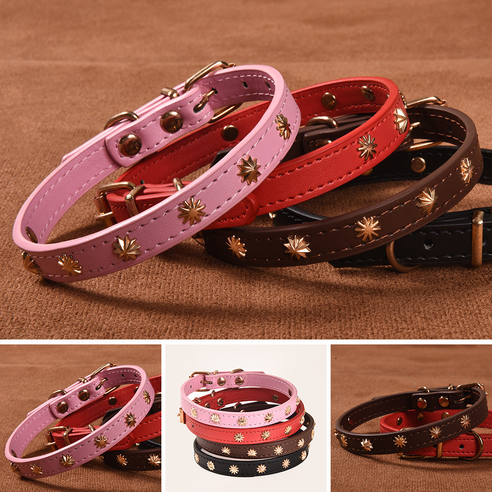 Cartoon PU leather pet collar, 3 sizes available