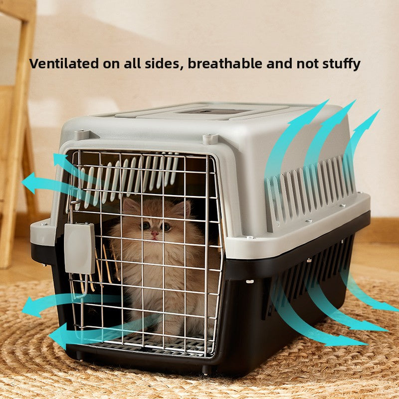 Plastic cat travel carrier with air vents and carry handle, photo 2
