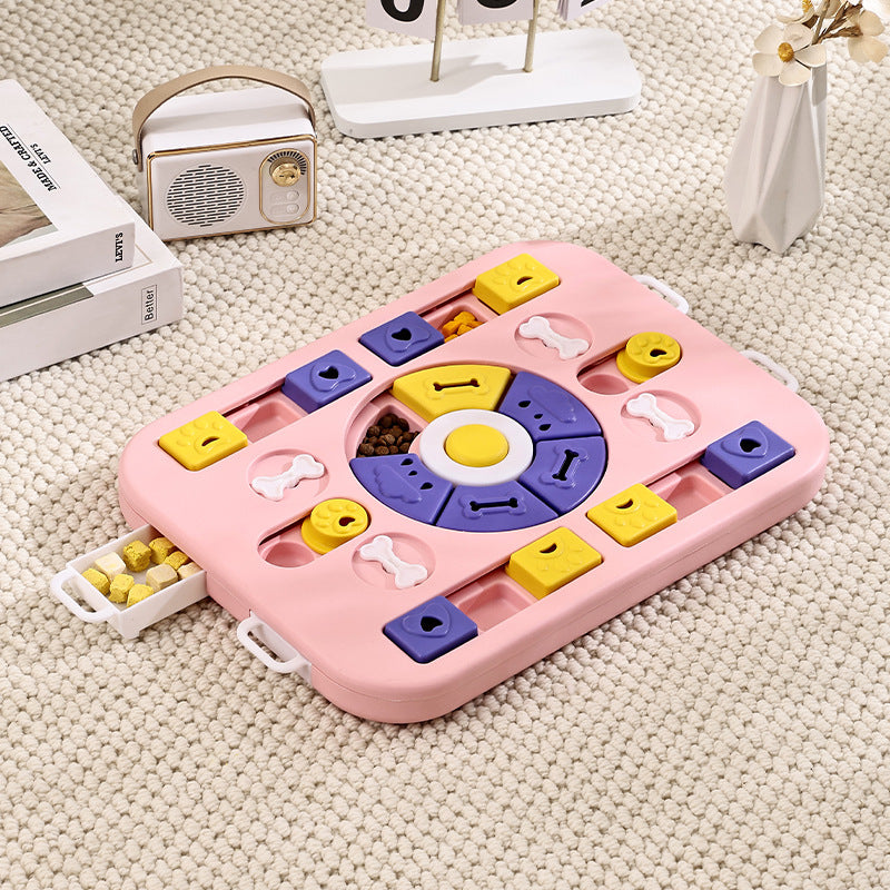 Dog puzzle slow feeder bowl in Square Puzzle Plus, Pink