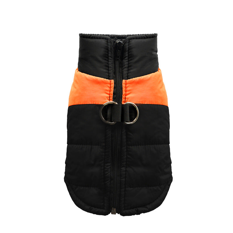 Warm padded cotton dog vest in red and black