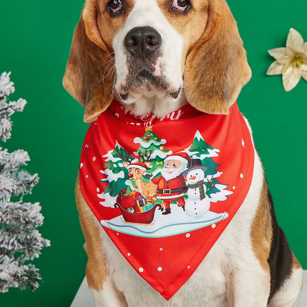 Cartoon print pet bandana for dogs and cats in Design 2, close-up detail