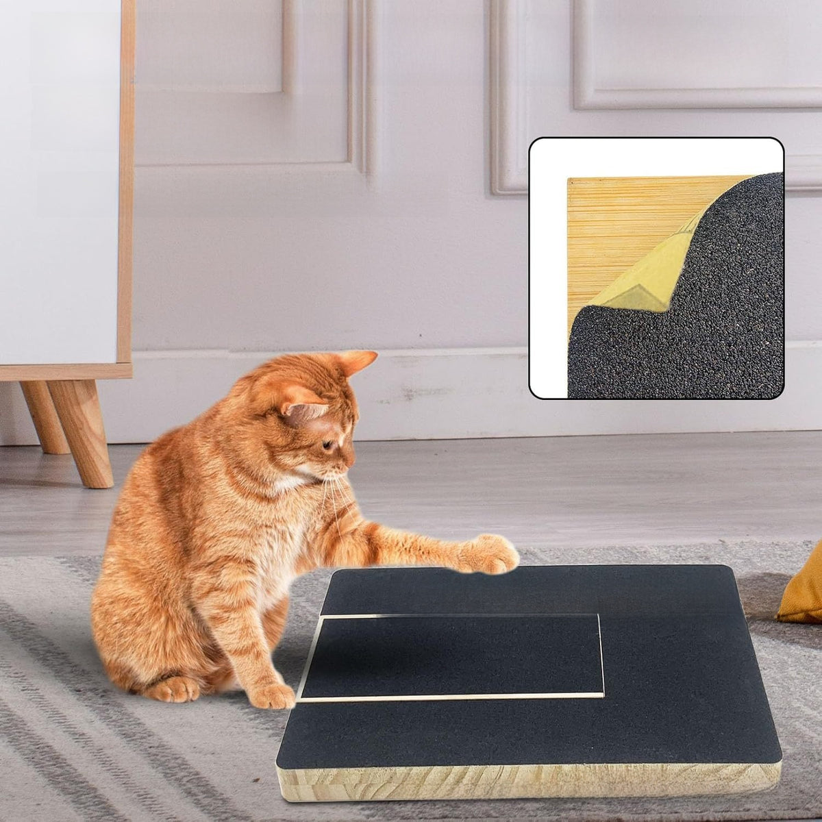 Solid Pine Wood Pet Nail Scratch Board with Sandpaper