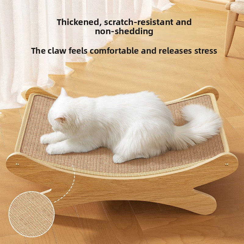 Jute cat scratching rocking bed for cats, alternative angle view