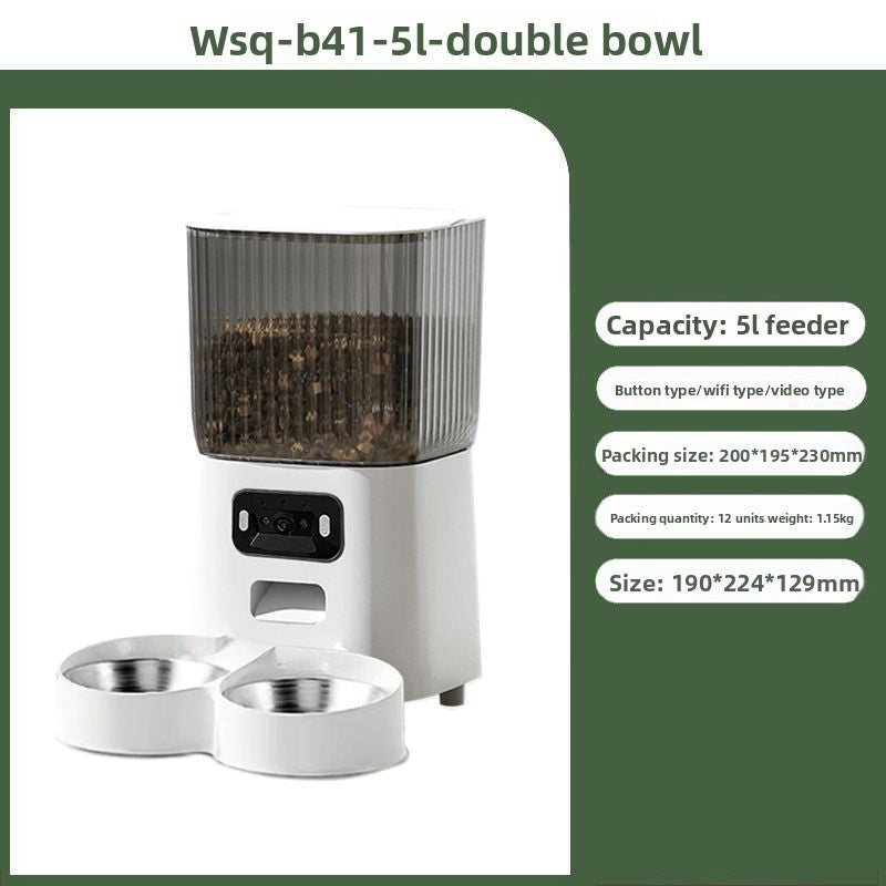 Automatic Pet Feeder with Dual Bowl and Camera Options for Cats and Small Dogs