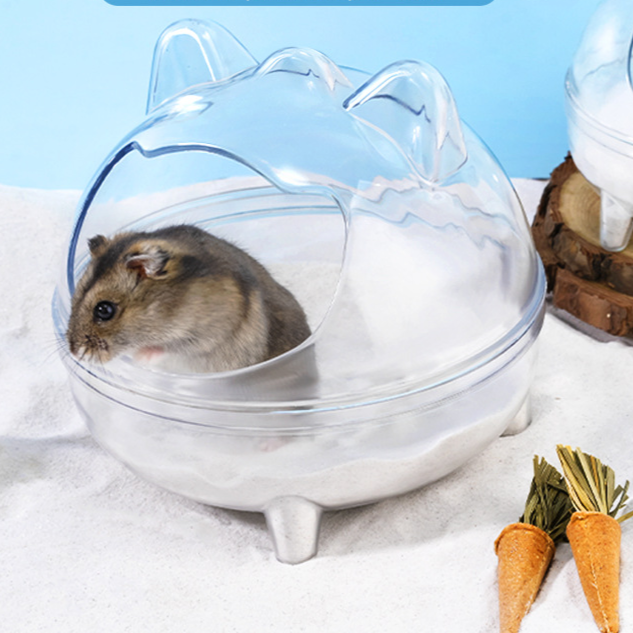Clear cat shaped hamster sand bath box for small pets