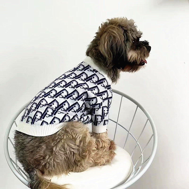 Blue and white cotton dog t shirt, in Blue and White, image 2