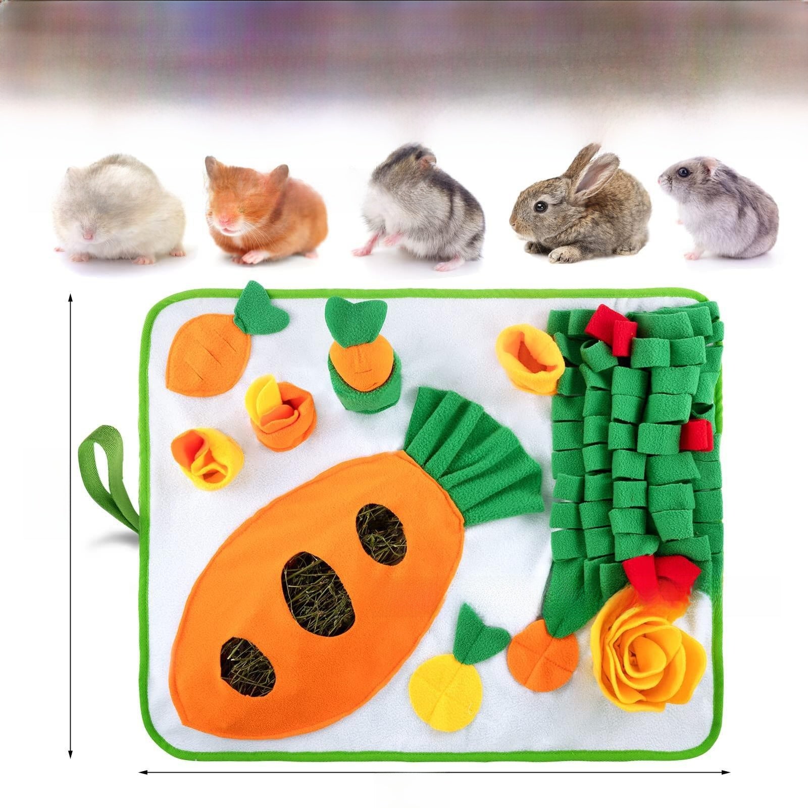 Rabbit foraging mat with hidden carrot toys for small pets, view 2