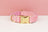 Soft pink velvet dog collar with decorative butterfly buckle