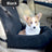 Removable dog car seat cushion in blue stripe cotton linen