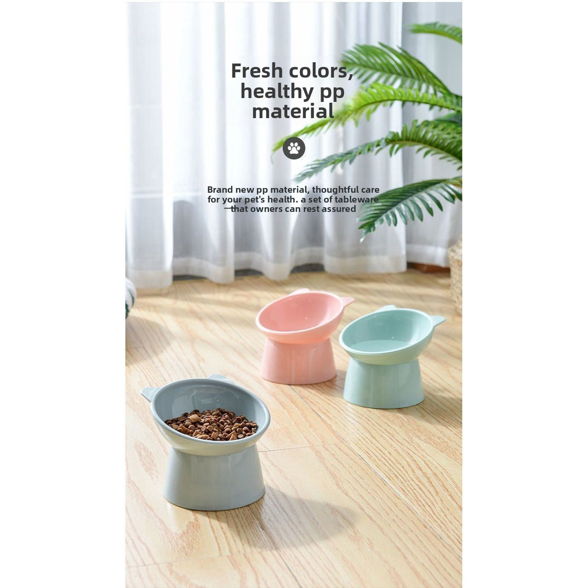 Cute Pet Bowl Double Bowl Neck Protection Anti-Tip Cat Food Bowl