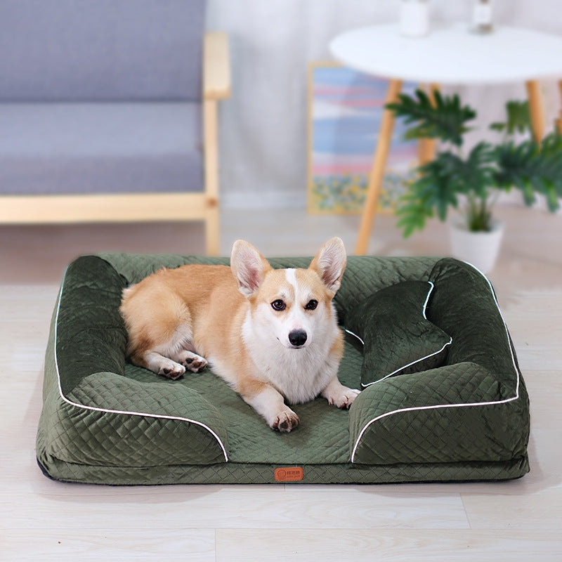 Plaid pet bed mat with pillow, detail photo 29