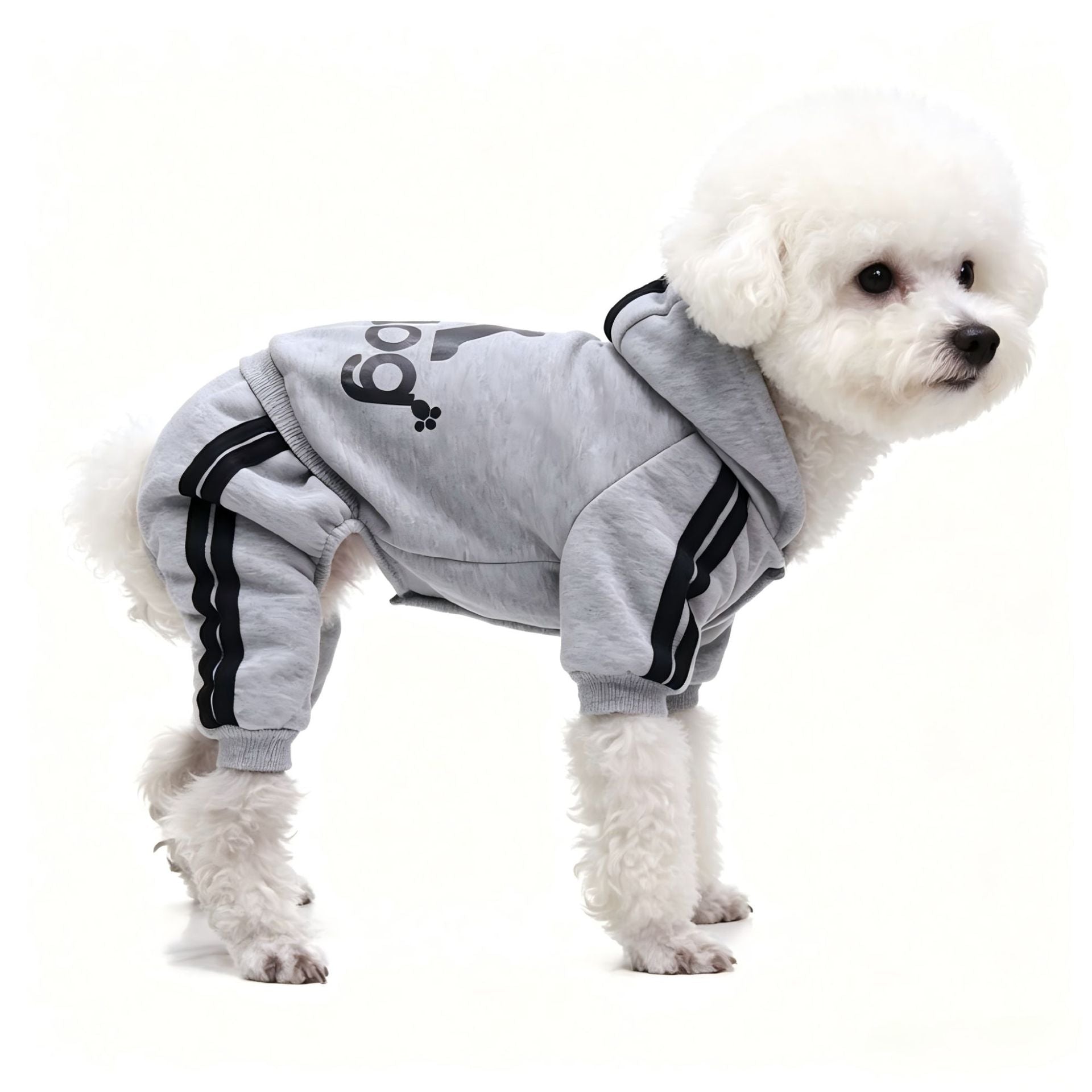 Four leg pet hoodies shown in seven colours