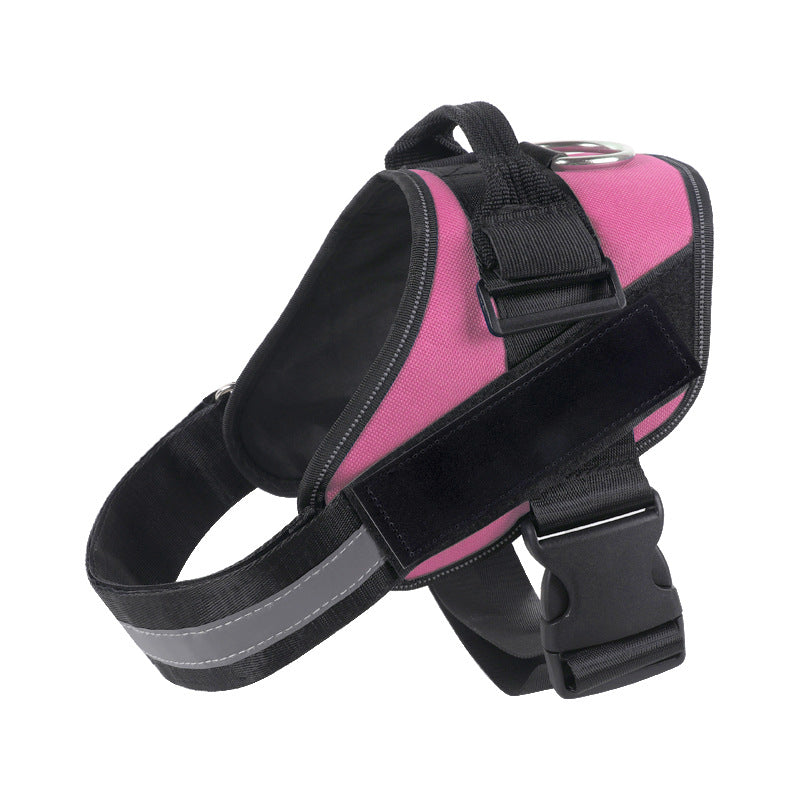 Reflective nylon vest dog harness in black for large dogs