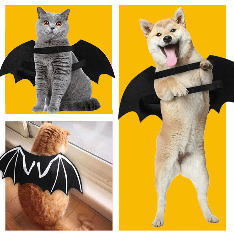 Glow in the dark bat wings costume for cats and dogs, in Black, image 1