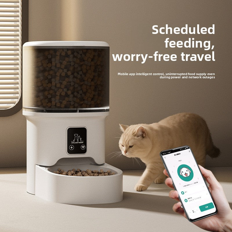 Automatic Pet Feeder with Wi-Fi Remote Control, Timed Feeding and Portion Control
