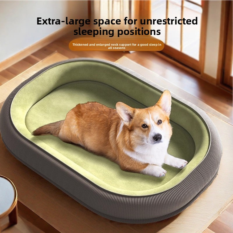 Removable washable pet bed in green for dogs