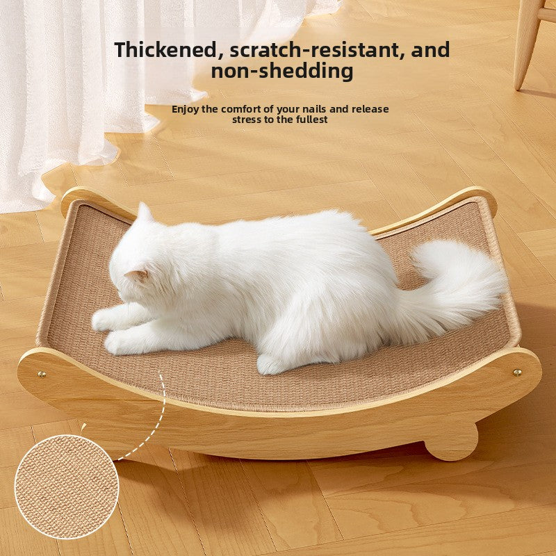 Woven sisal and jute cat scratcher lounger in natural colour, view 1 of 11