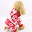 Coral velvet Christmas dog jumper with reindeer print in Red Elk, close-up detail