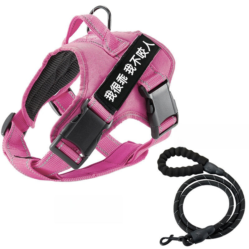 Vest dog harness with braided rope lead set in red, product image 30