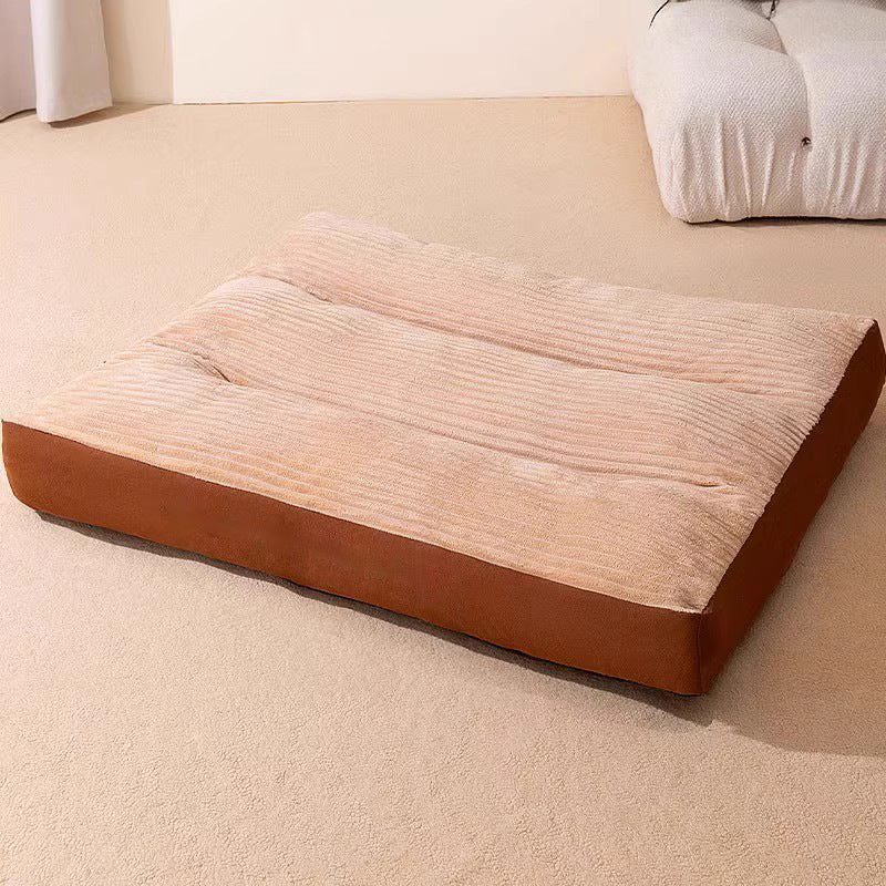 Removable washable plush dog sleeping mat in forest green, photo 10