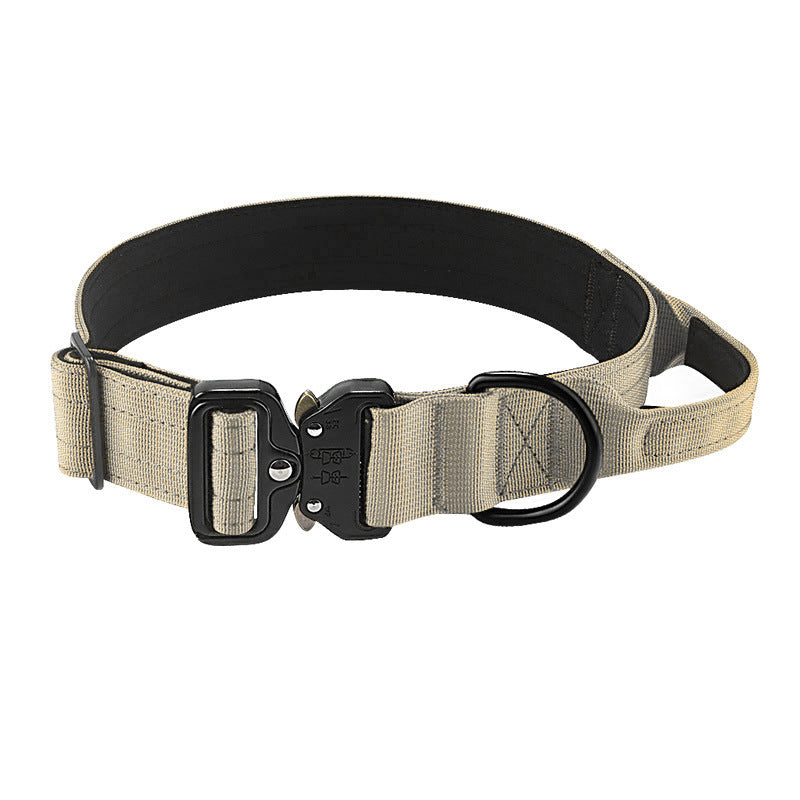 Wide tactical dog collar with cobra buckle in Blue, front view