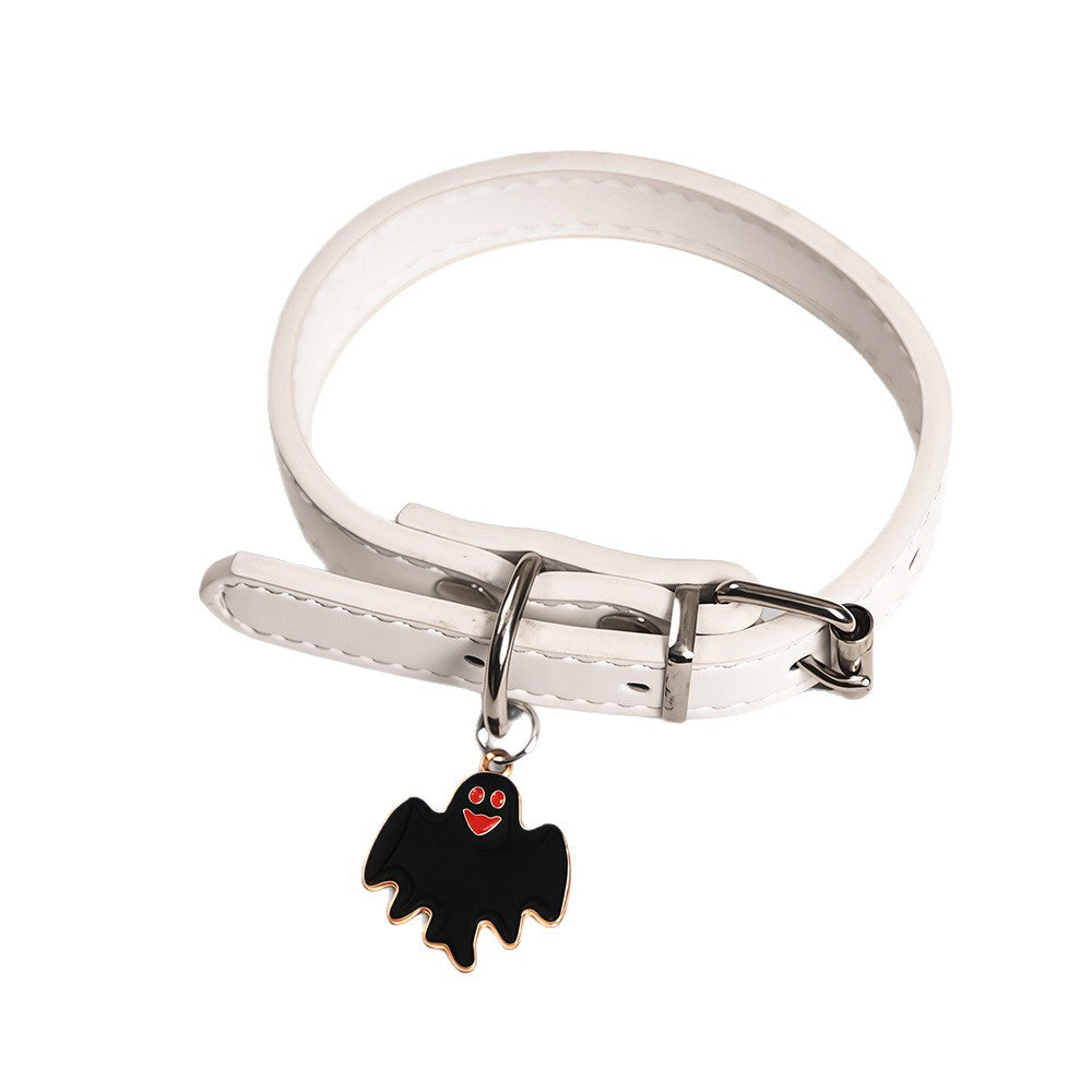 Halloween pumpkin and ghost dog collar, main product photo