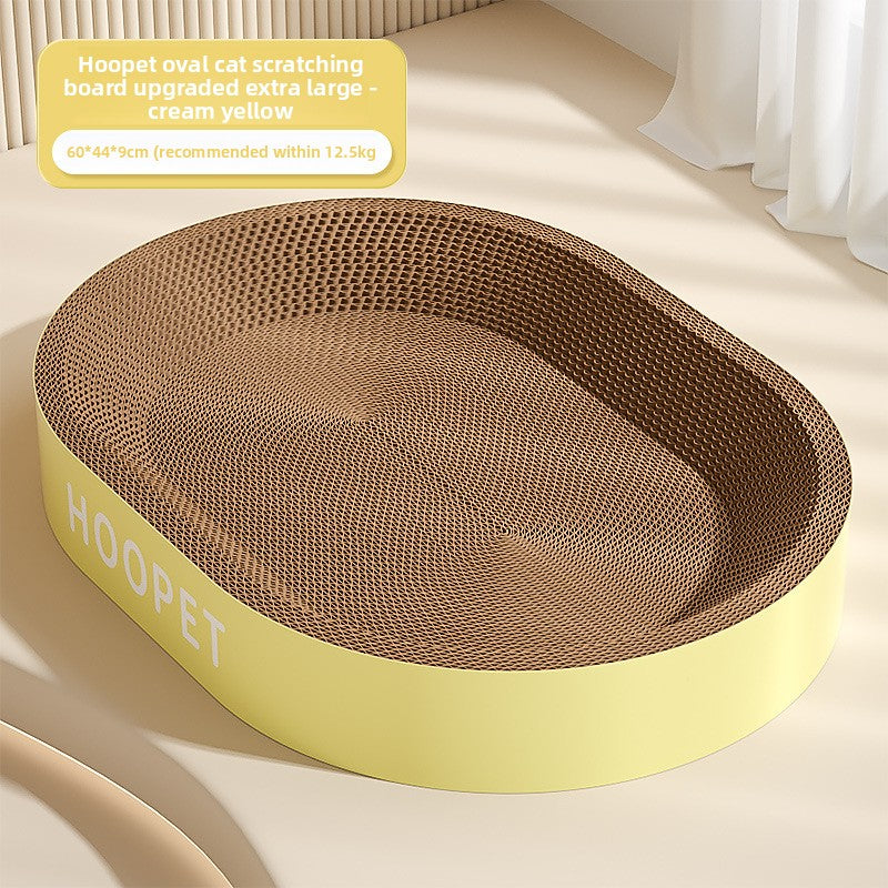 Oval corrugated cat scratching board bed in matcha green, view 9 of 11