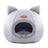 Pink semi enclosed velvet cat bed, cube shaped warm nest, view 5
