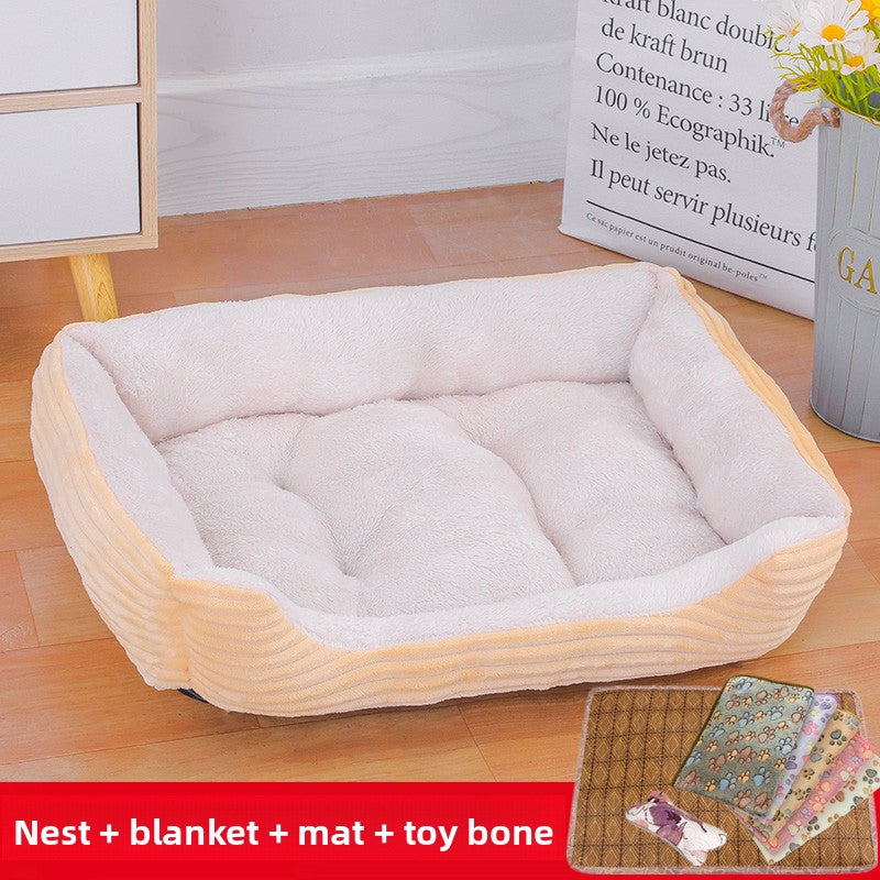 All-season pet bed with blanket and toy bone for cats and dogs, photo 40