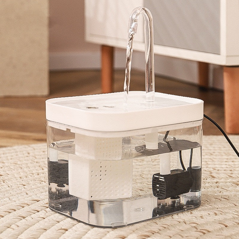 Automatic Cat Water Fountain with Silent Pump, 6 Filter Boxes and Multiple Power Options