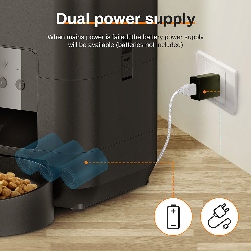 2L Automatic Pet Feeder with Camera, Wi-Fi App Control and Stainless Steel Bowl