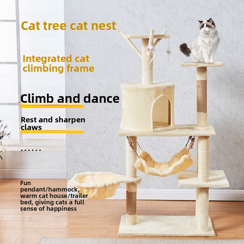 Plush multi-level cat tree in turquoise grey colour