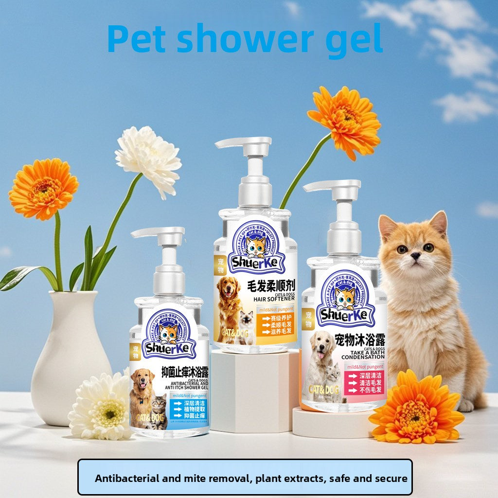 Anti-Mite Pet Shower Gel for Cats and Dogs, 500ml Range