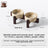 Marble Pattern Ceramic Pet Bowl with Acacia Wood Stand in Water or Slow Feeder Style