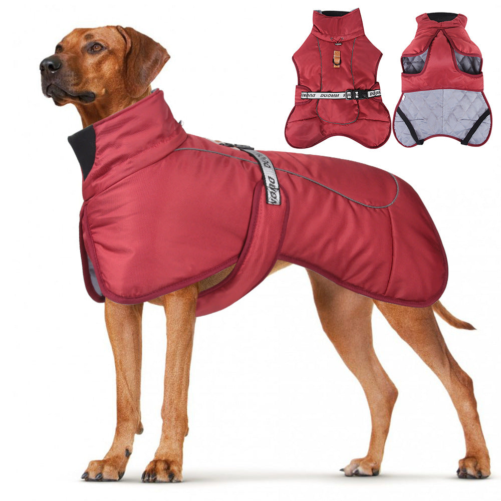 Thick padded reflective burgundy coat for large dogs, product image 7