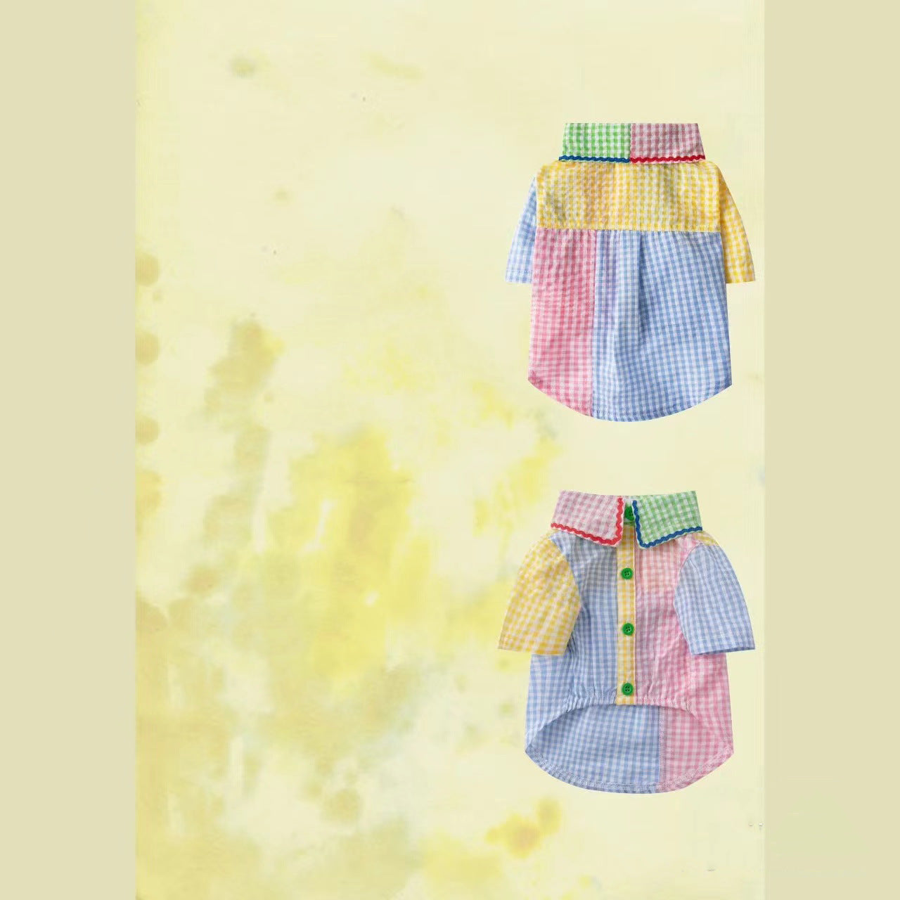 Colour block cotton dog shirt in bright summer colours, product image 9