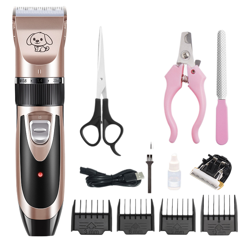 Cordless Pet Hair Clipper Set with Scissors and Comb Attachments