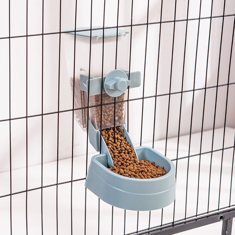 Hanging Pet Feeder and Water Dispenser Set, 500g Food and 500ml Water, Cage Mount