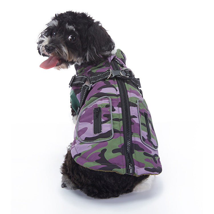 Reflective waterproof dog coat with lamb fleece lining in Black Style B, top view
