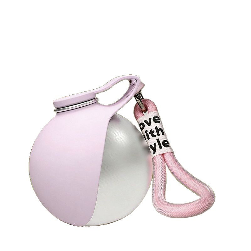 Blue foldable portable pet water bottle for walks, view 4