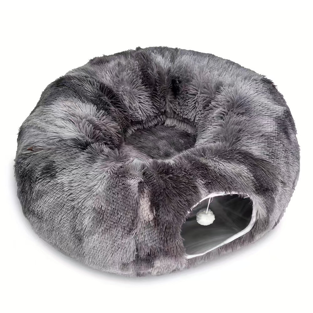 Washable donut cat tunnel bed with removable cover, 85cm pet nest - view 4