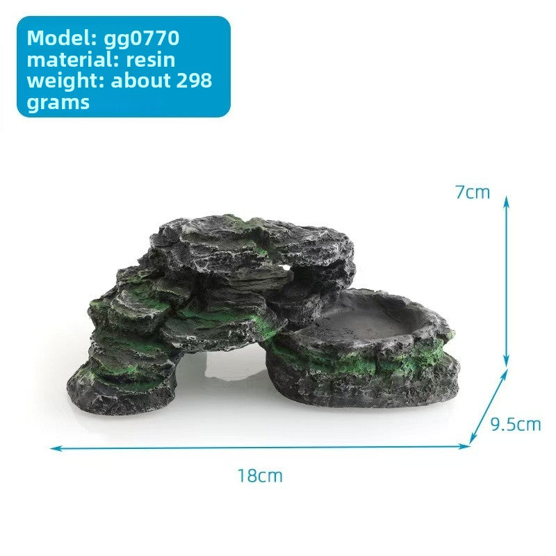 Resin rock turtle basking platform and reptile hide in Style BG0770