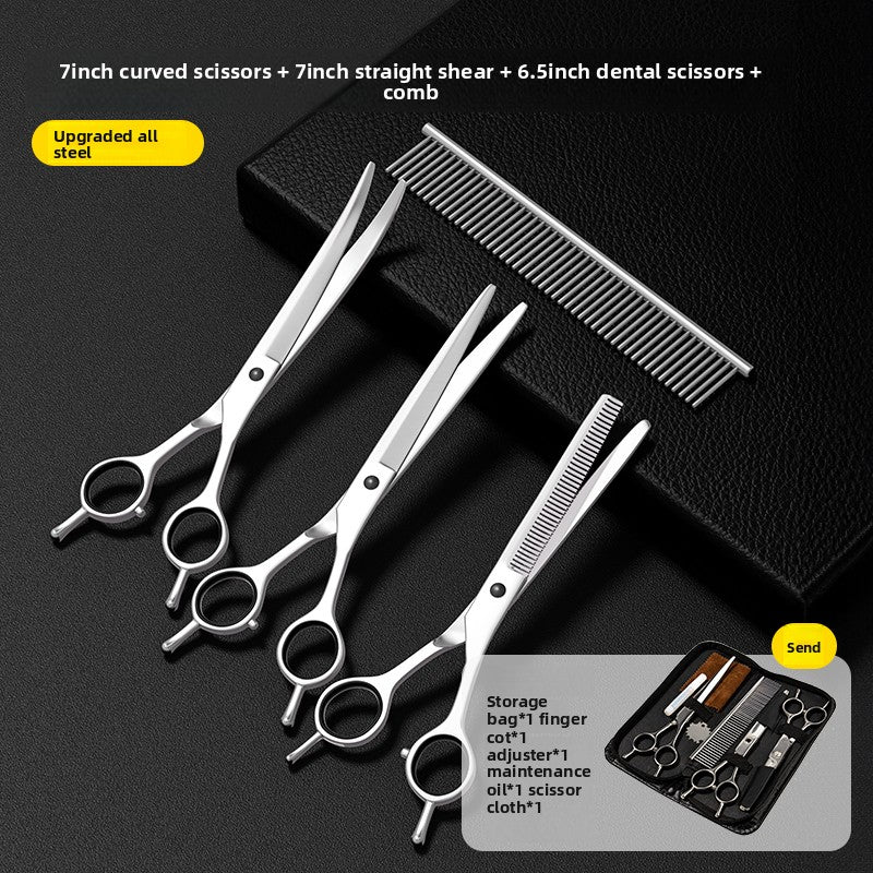 Stainless steel pet grooming scissors with comb and care kit
