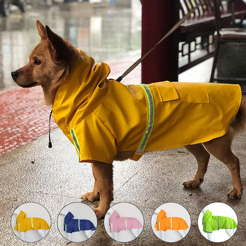 Hooded reflective waterproof dog raincoat, available in 7 colours, sizes Small to 5XL, image 1