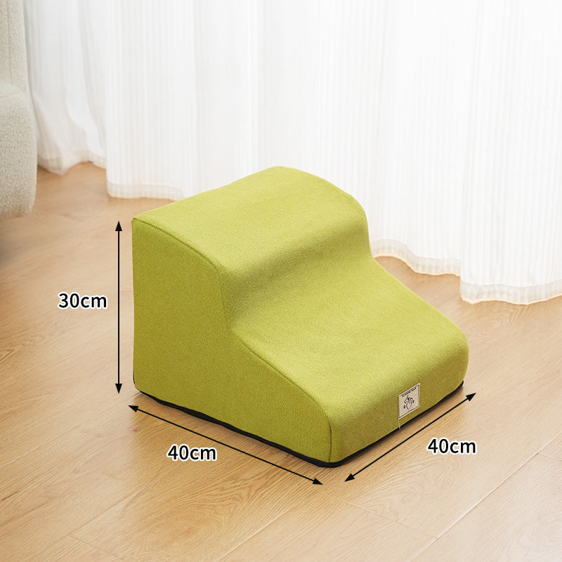 Washable anti-slip foam pet stairs in khaki fabric
