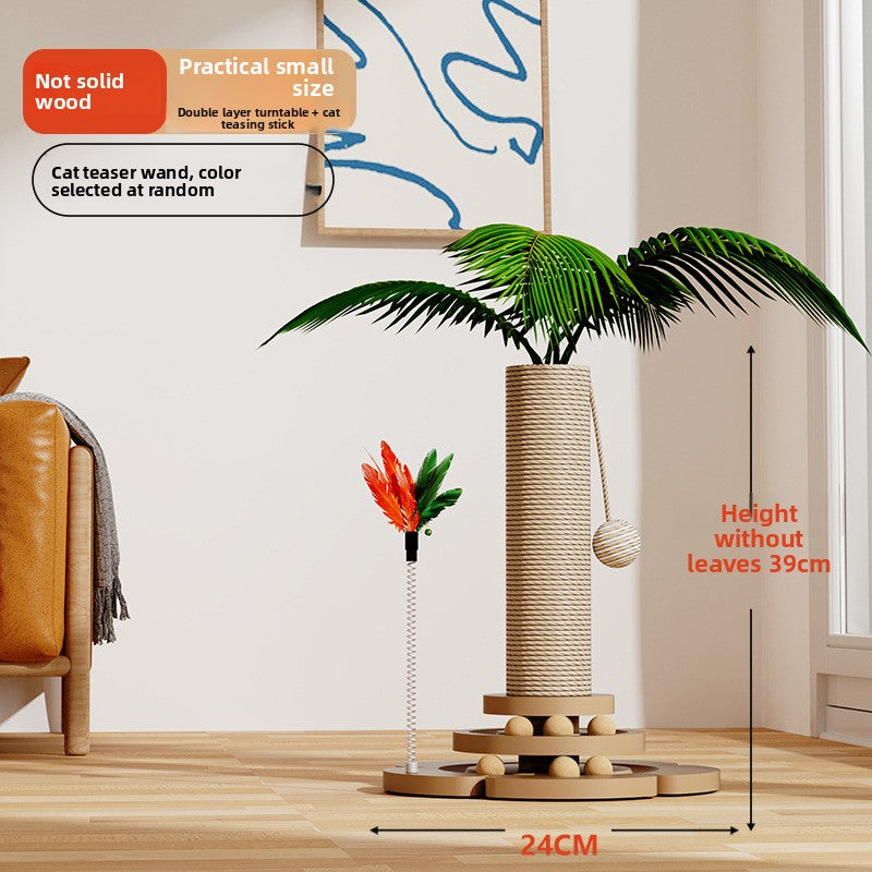 Plant style sisal cat scratching post with leaves, photo 8 of 19