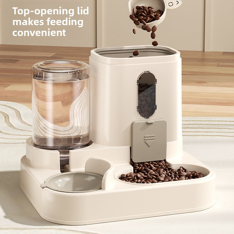 Automatic Cat Feeder and Water Dispenser with Sliding Cover and Controlled Portion Release