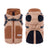 Thick padded dog coat with open back and lead ring in Melon Red, front view