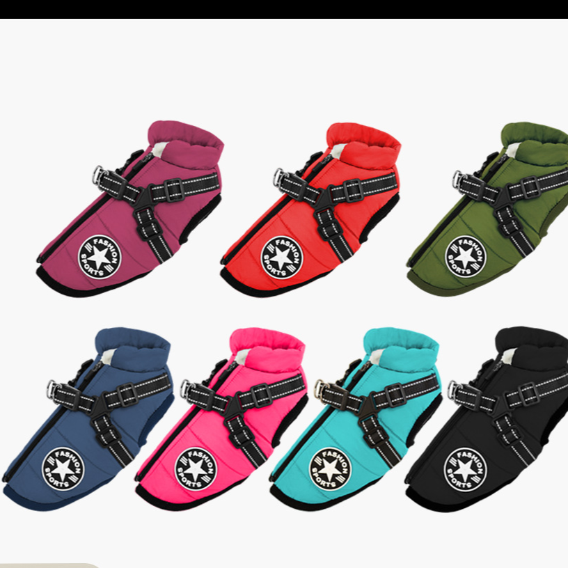 Waterproof padded dog winter vest, available in 7 colours, sizes Small to 2XL, image 1